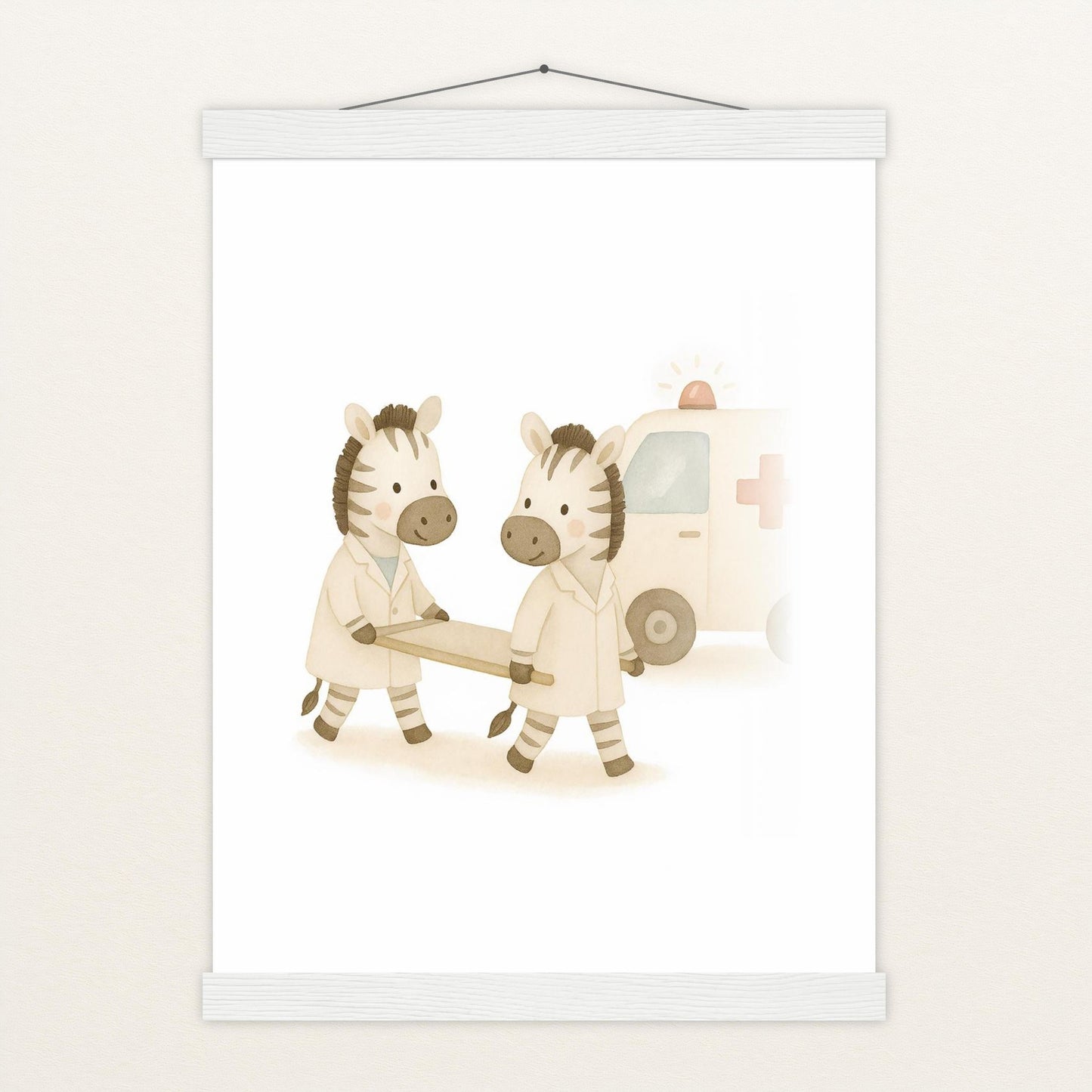 Zinni das Zebra - Motiv: "Krankenwagen" Poster mit Leisten von tinylearner