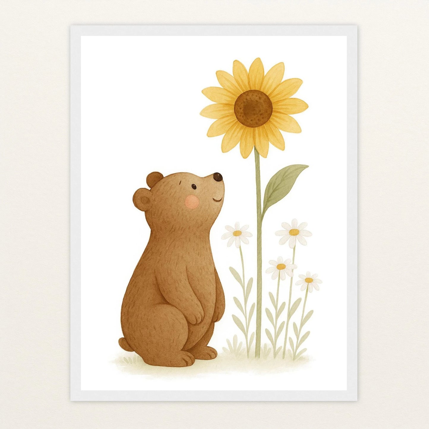 Balu der Bär - Motiv: "Sonnenblume" Poster mit Holzrahmen von tinylearner