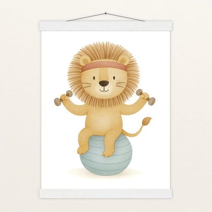 Leo der Löwe - Motiv: "Workout" Poster mit Leisten von tinylearner