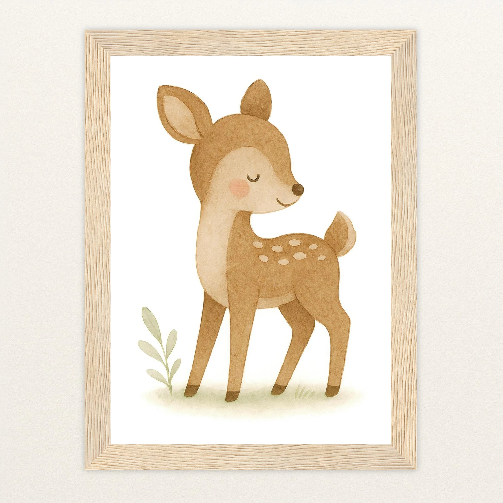 Ria das Reh Poster mit Holzrahmen von tinylearner