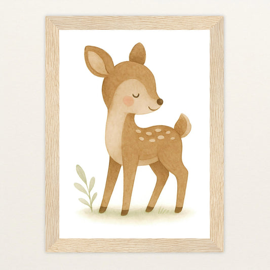 Ria das Reh Poster mit Holzrahmen von tinylearner