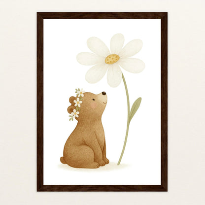 Balu der Bär - Motiv: "Gänseblümchen" Poster mit Holzrahmen von tinylearner