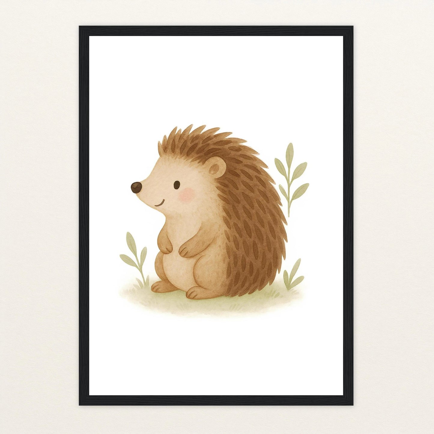 Iggi der Igel Poster mit Holzrahmen von tinylearner