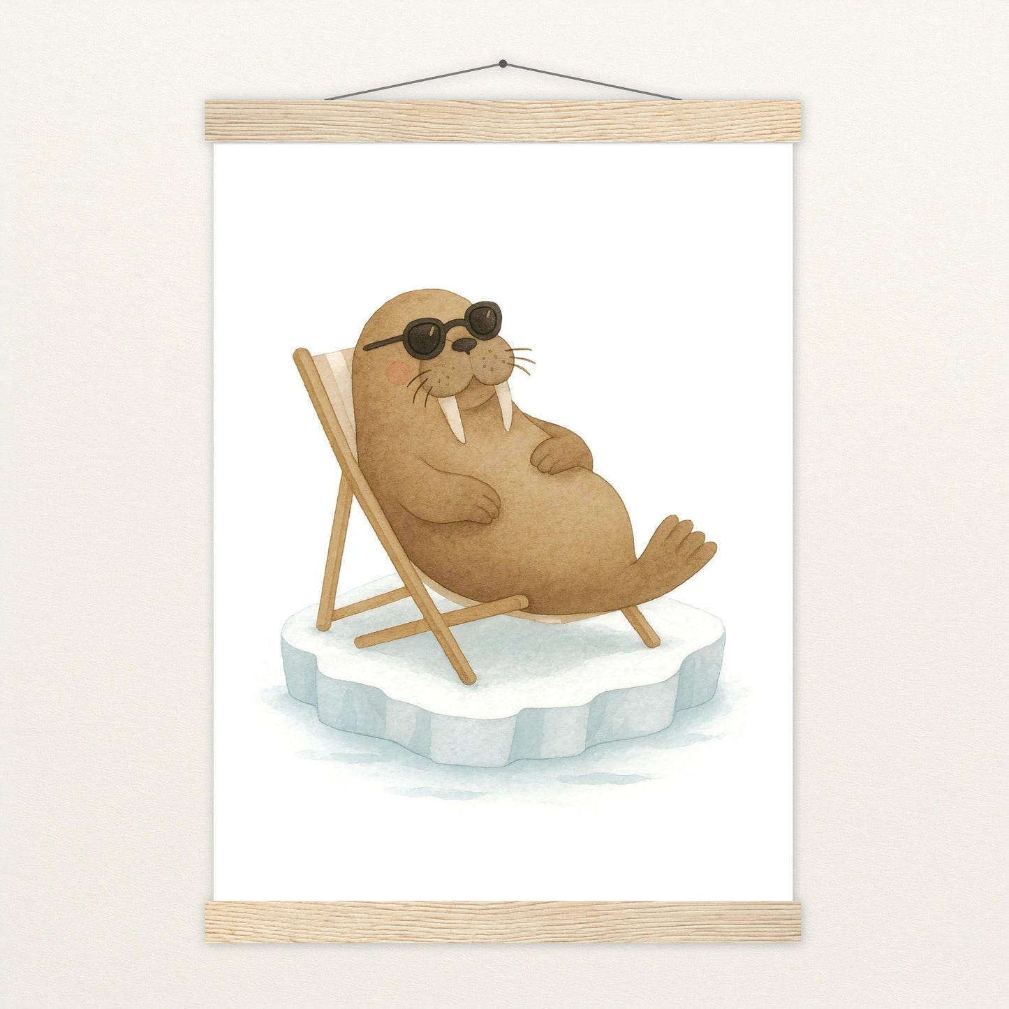 Wally das Walross - Motiv: "Liegestuhl" Poster mit Leisten von tinylearner
