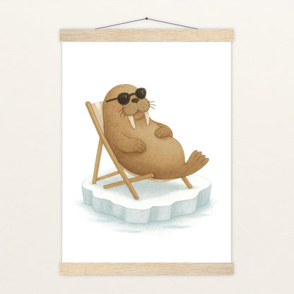 Wally das Walross - Motiv: "Liegestuhl" Poster mit Leisten von tinylearner