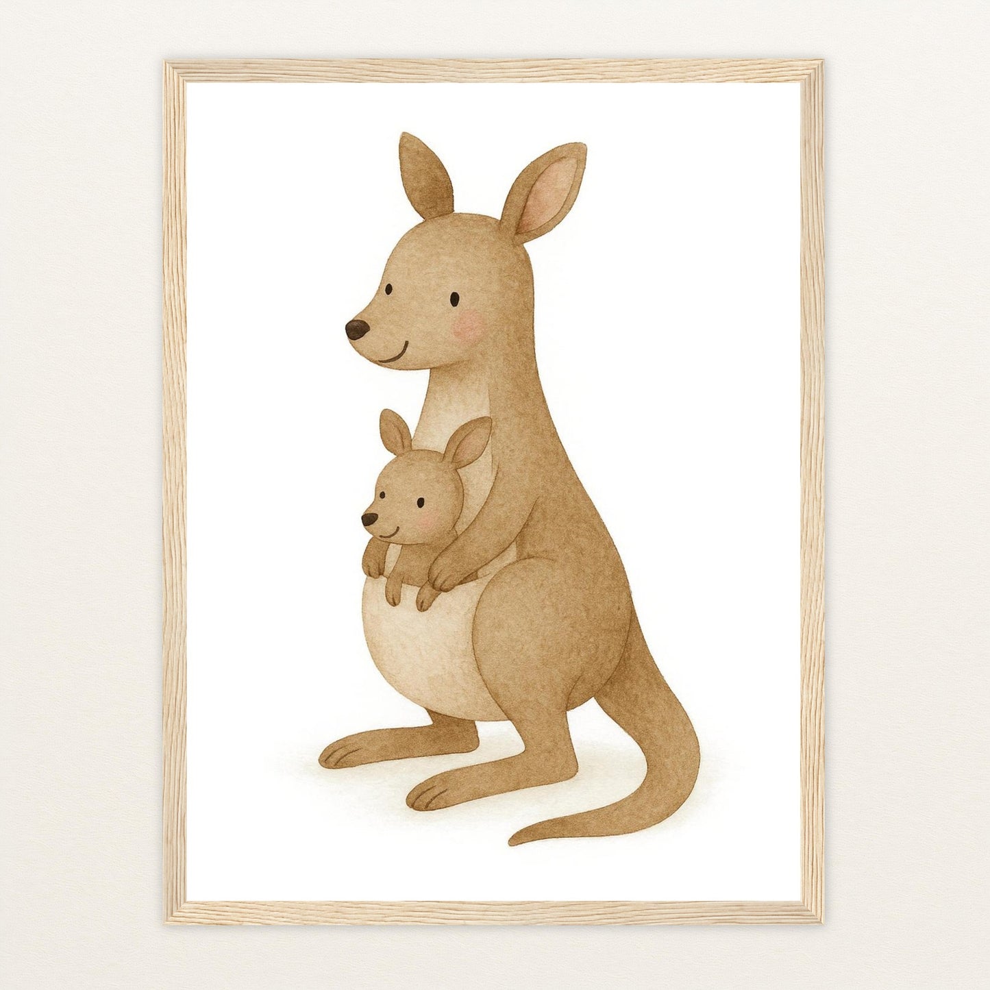 Kängu das Känguru Poster mit Holzrahmen von tinylearner
