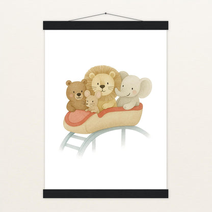 Tierfreunde - Motiv: "Achterbahn" Poster mit Leisten von tinylearner