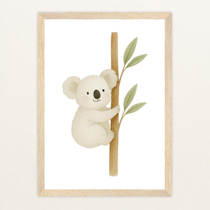 Kori der Koala Poster mit Holzrahmen von tinylearner