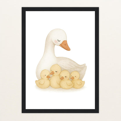 Gusi die Gans - Motiv: "Familie" Poster mit Holzrahmen von tinylearner