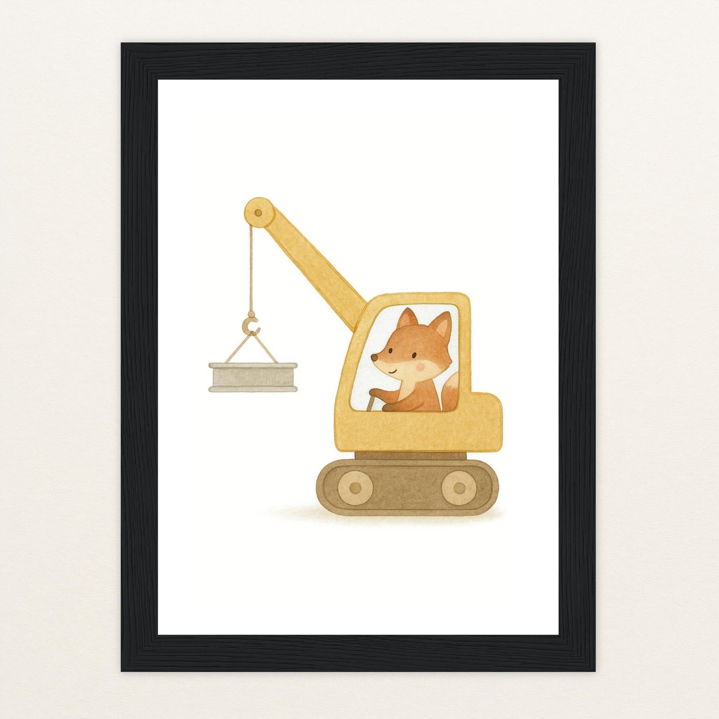 Finnegan der Fuchs - Motiv: "Kran" Poster mit Holzrahmen von tinylearner