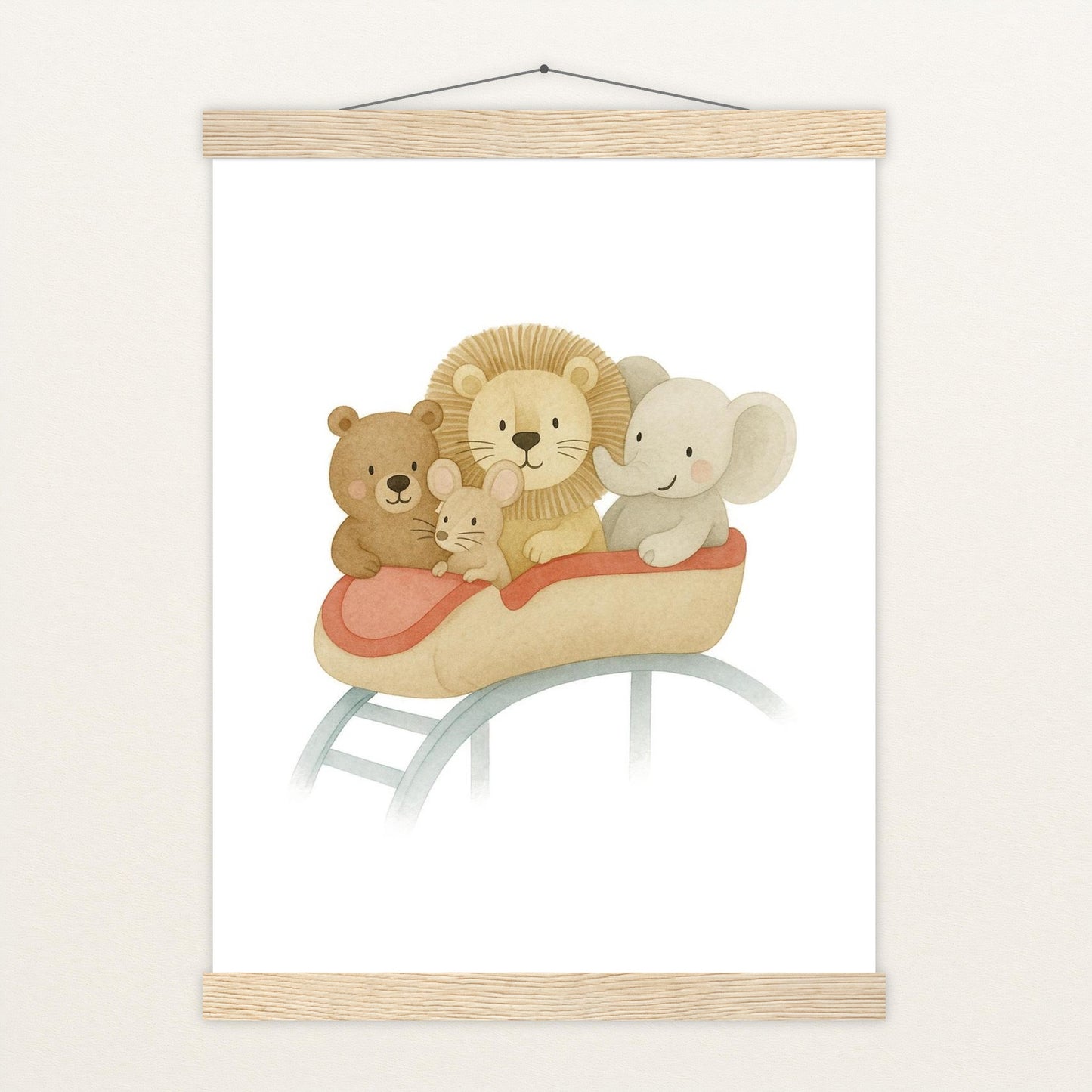 Tierfreunde - Motiv: "Achterbahn" Poster mit Leisten von tinylearner