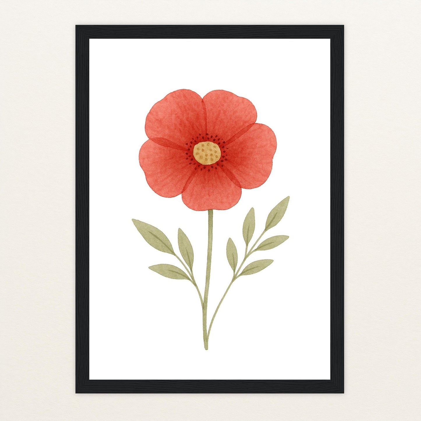 Mohnblume Poster mit Holzrahmen von tinylearner