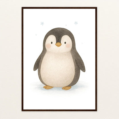 Pia der Pinguin Poster mit Holzrahmen von tinylearner
