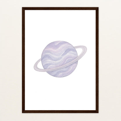 Planet Poster mit Holzrahmen von tinylearner