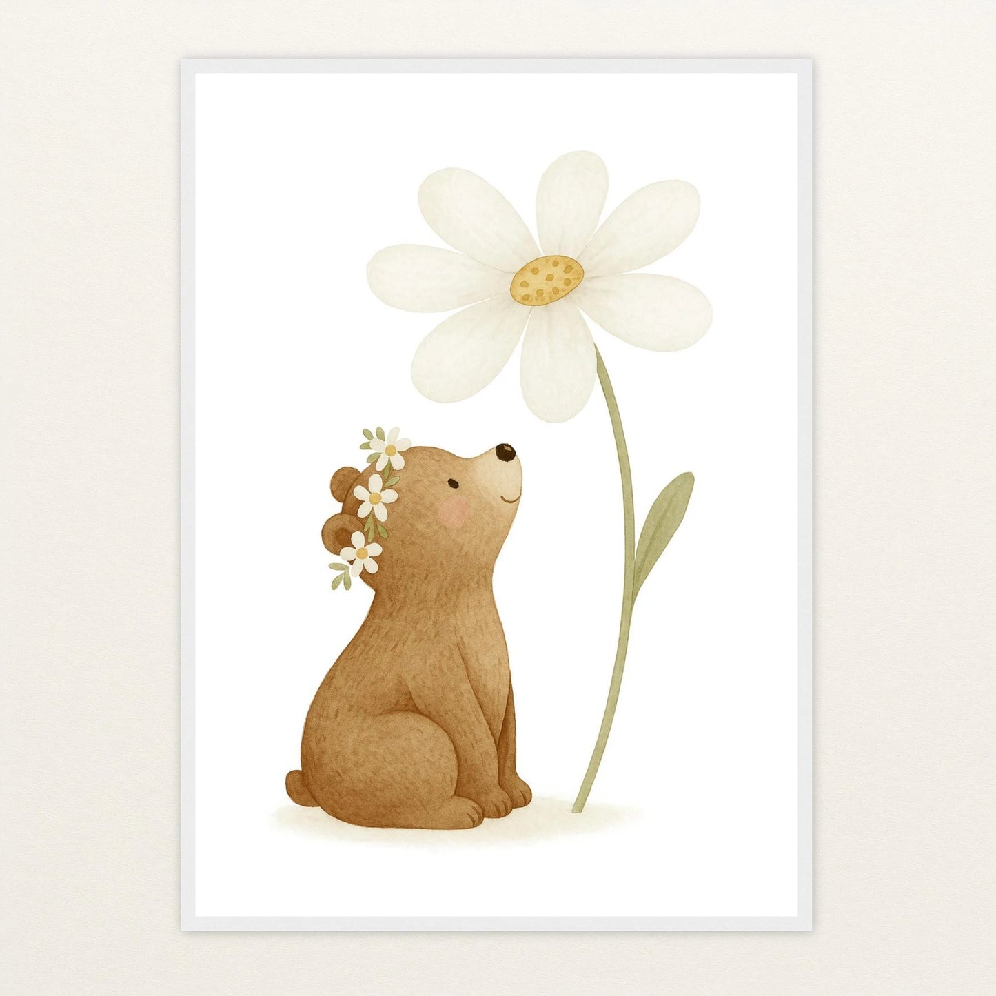 Balu der Bär - Motiv: "Gänseblümchen" Poster mit Holzrahmen von tinylearner