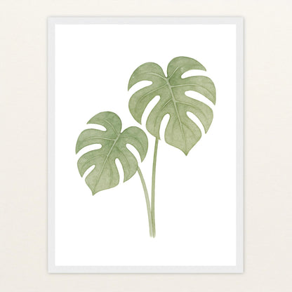 Monstera-Blätter Poster mit Holzrahmen von tinylearner