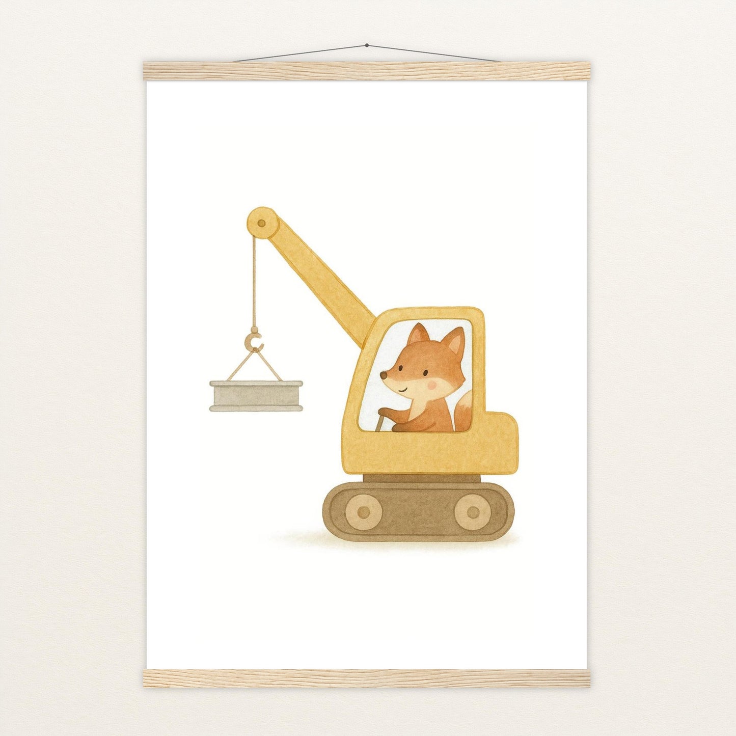 Finnegan der Fuchs - Motiv: "Kran" Poster mit Leisten von tinylearner