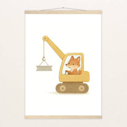 Finnegan der Fuchs - Motiv: "Kran" Poster mit Leisten von tinylearner