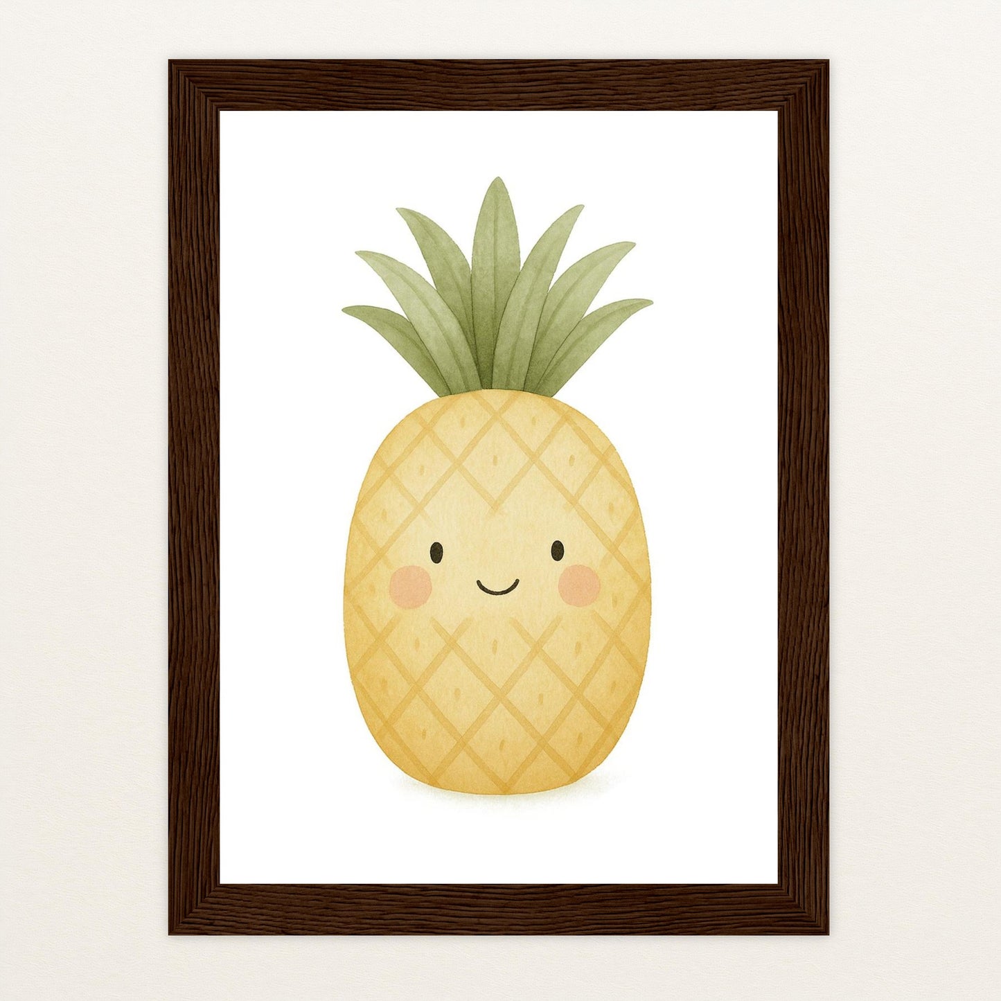 Obst: Ananas Poster mit Holzrahmen von tinylearner