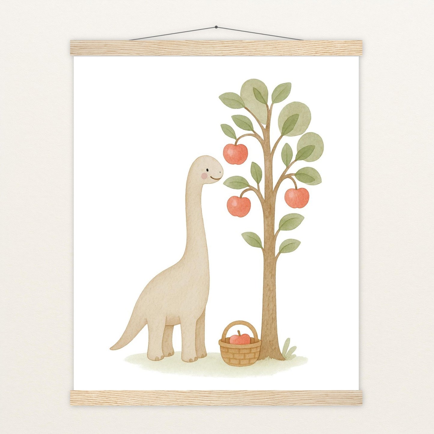 Dinosaurier Brachiosaurus - Motiv: "Apfelbaum" Poster mit Leisten von tinylearner