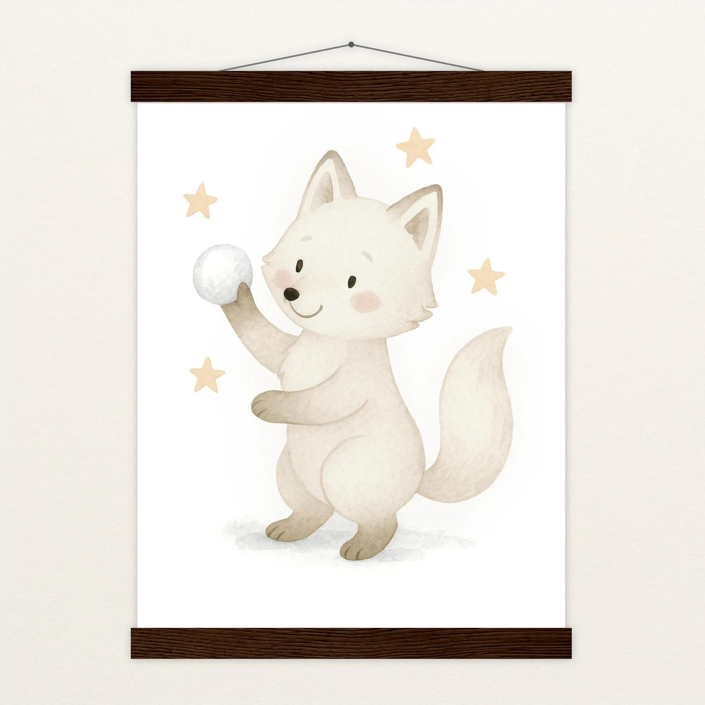 Pino der Polarfuchs - Motiv: "Schneeball" Poster mit Leisten von tinylearner