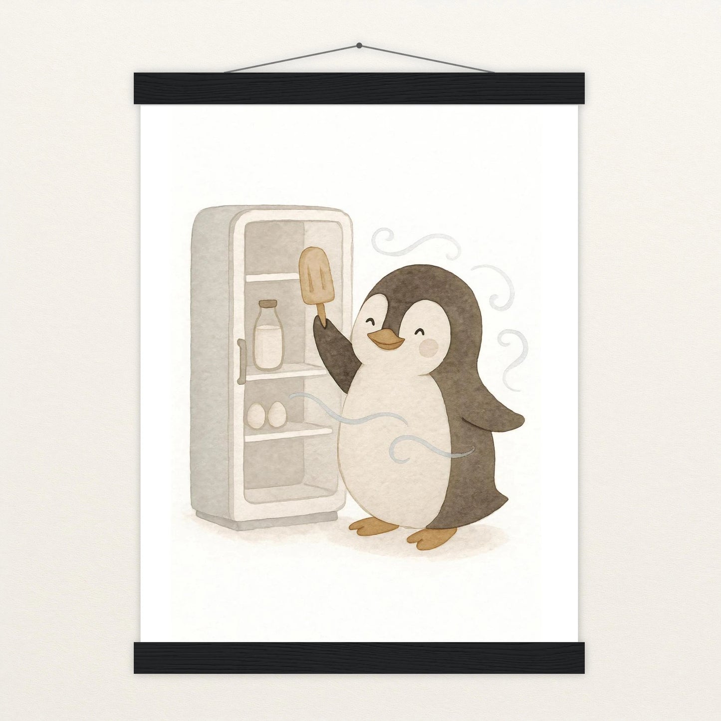 Pia der Pinguin - Motiv: "Eis" Poster mit Leisten von tinylearner