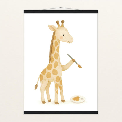 Greta die Giraffe - Motiv: "Malen" Poster mit Leisten von tinylearner