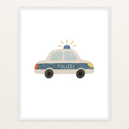 Polizei Poster mit Holzrahmen von tinylearner