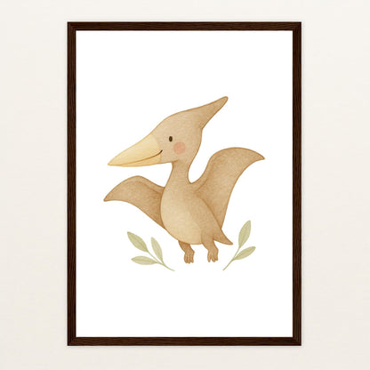 Dinosaurier Pteranodon Poster mit Holzrahmen von tinylearner