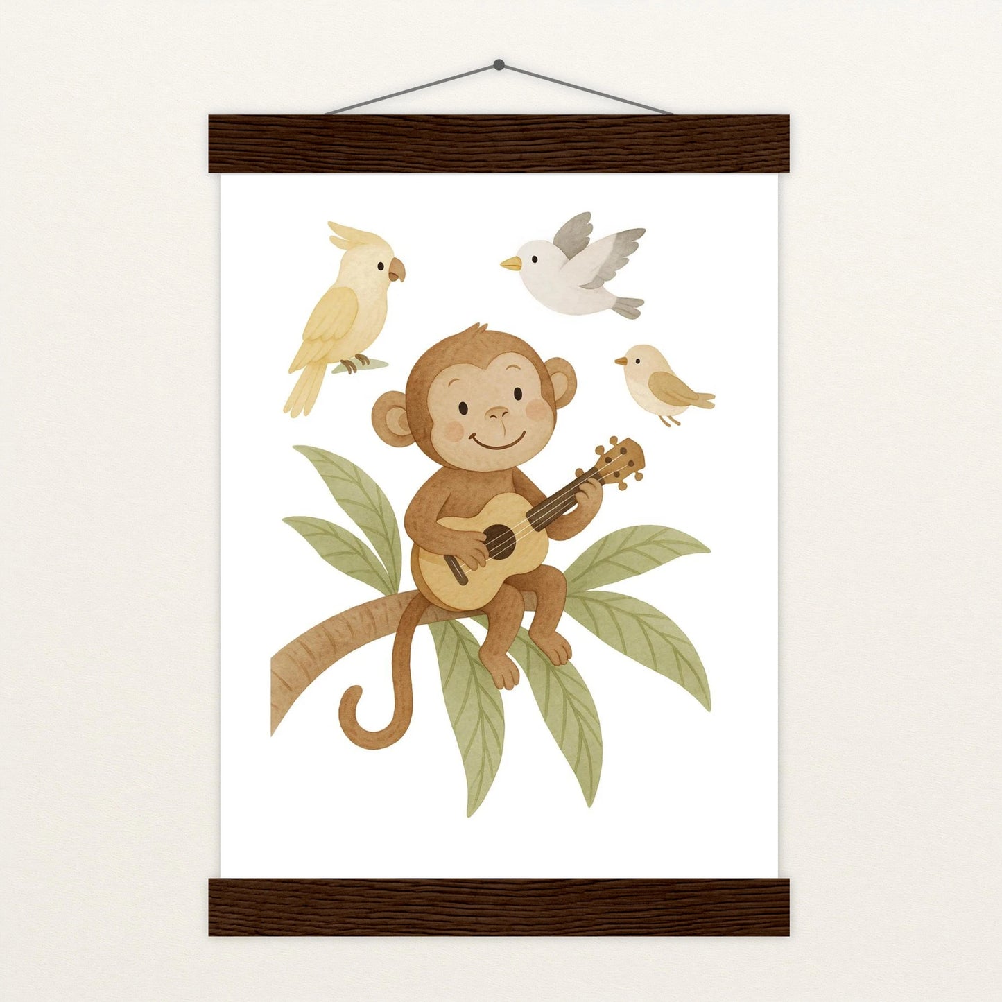 Aki der Affe - Motiv: "Ukulele" Poster mit Leisten von tinylearner