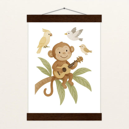 Aki der Affe - Motiv: "Ukulele" Poster mit Leisten von tinylearner