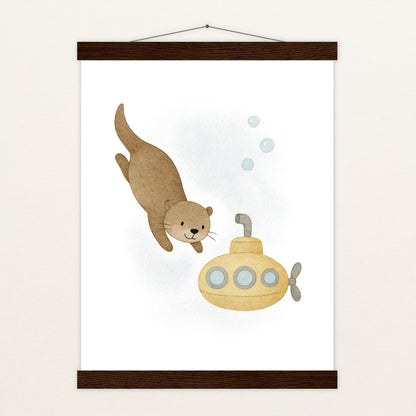 Otti der Otter - Motiv: "U-Boot" Poster mit Leisten von tinylearner