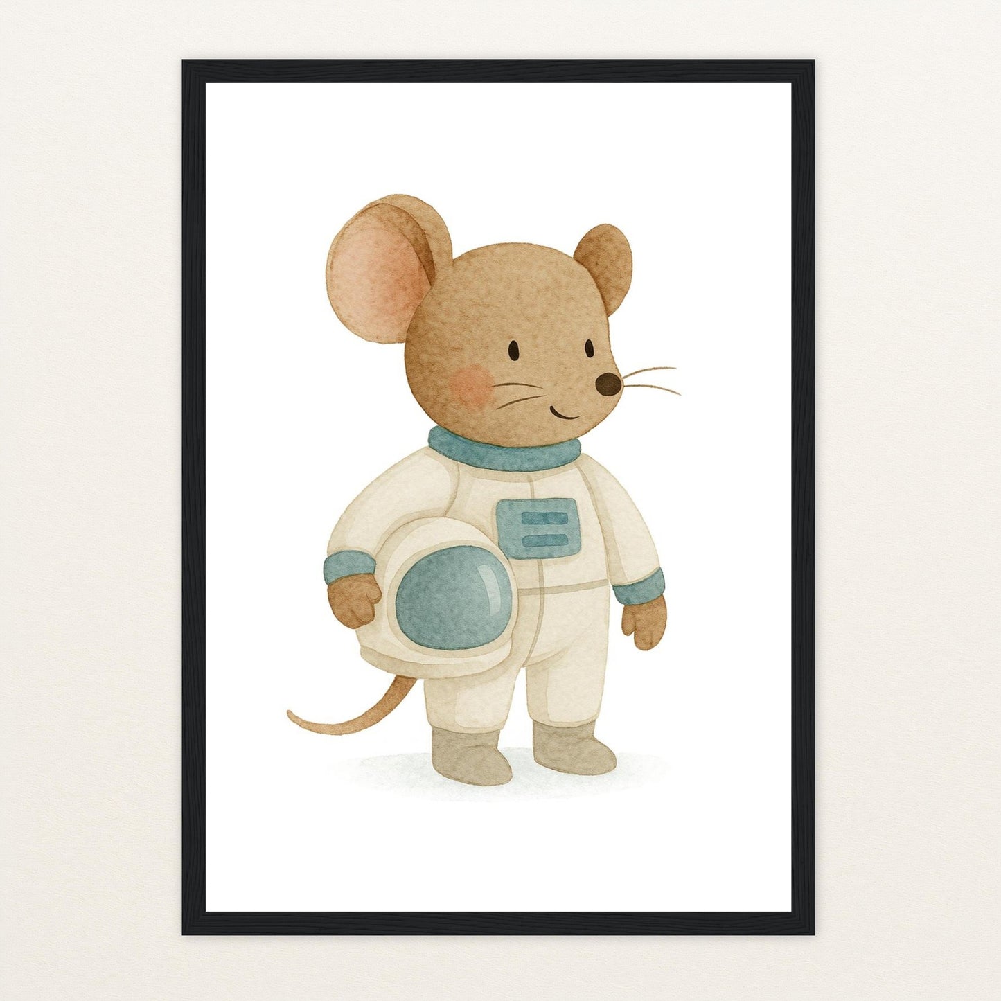Mimi die Maus - Motiv: "Astronaut" Poster mit Holzrahmen von tinylearner