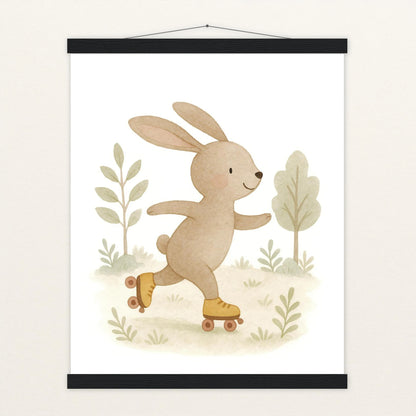 Holly der Hase - Motiv: "Rollschuhe" Poster mit Leisten von tinylearner
