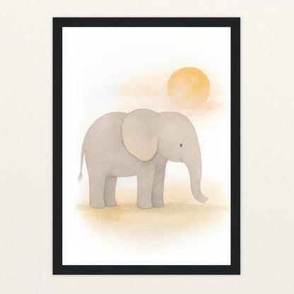 Emil der Elefant - Motiv: "Sonne" Poster mit Holzrahmen von tinylearner