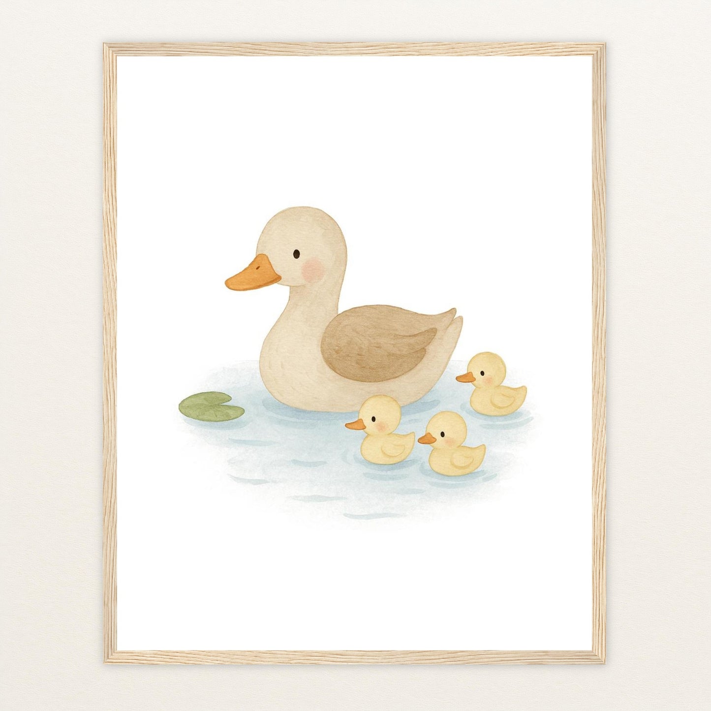 Gusi die Gans - Motiv: "Teich" Poster mit Holzrahmen von tinylearner