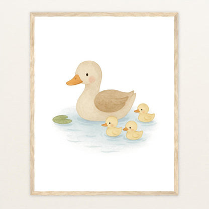 Gusi die Gans - Motiv: "Teich" Poster mit Holzrahmen von tinylearner