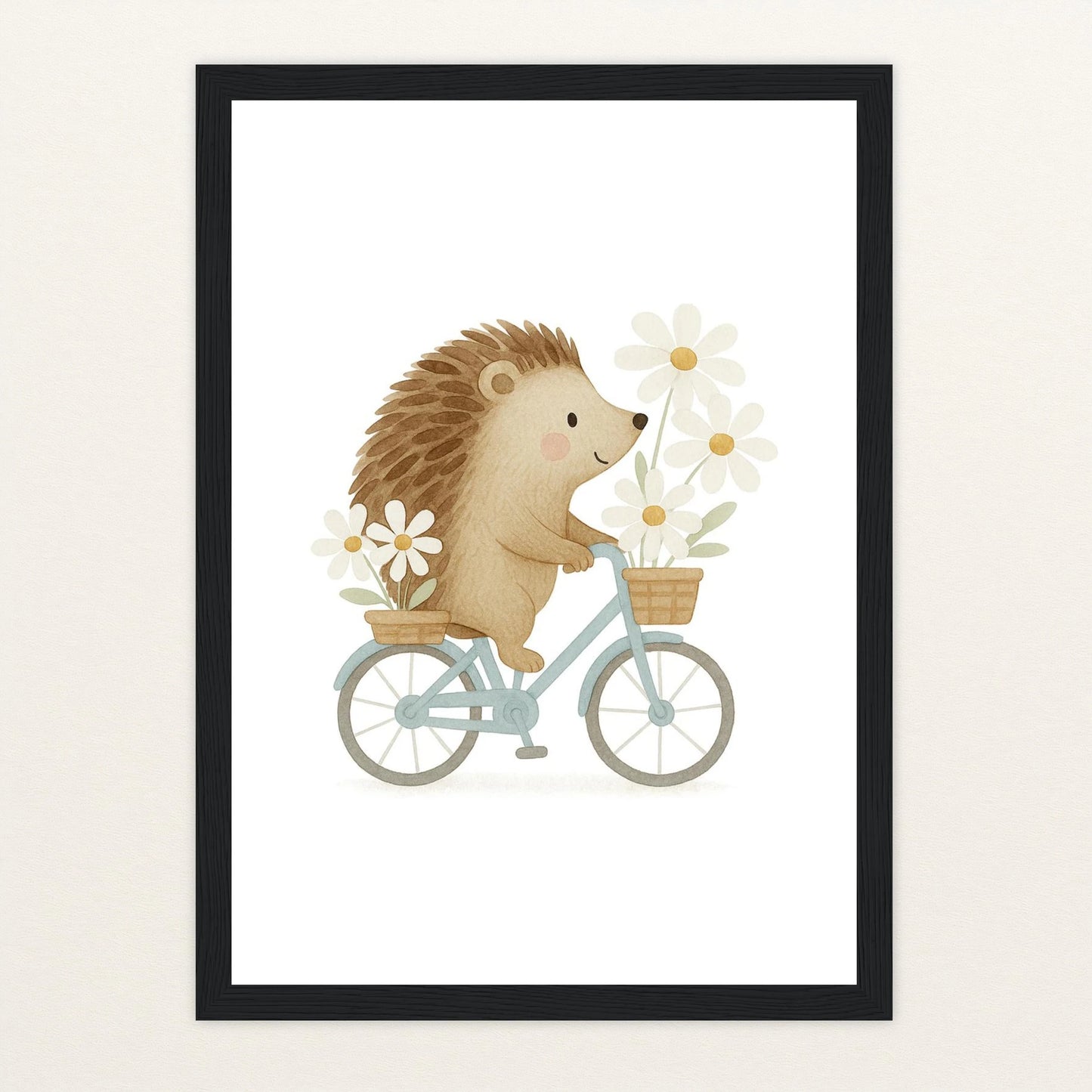 Iggi der Igel - Motiv: "Frühling" Poster mit Holzrahmen von tinylearner