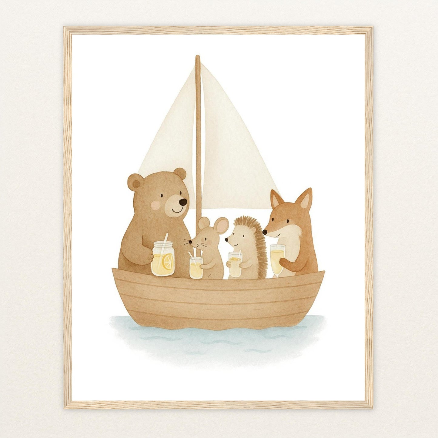 Tierfreunde - Motiv: "Segelschiff" Poster mit Holzrahmen von tinylearner