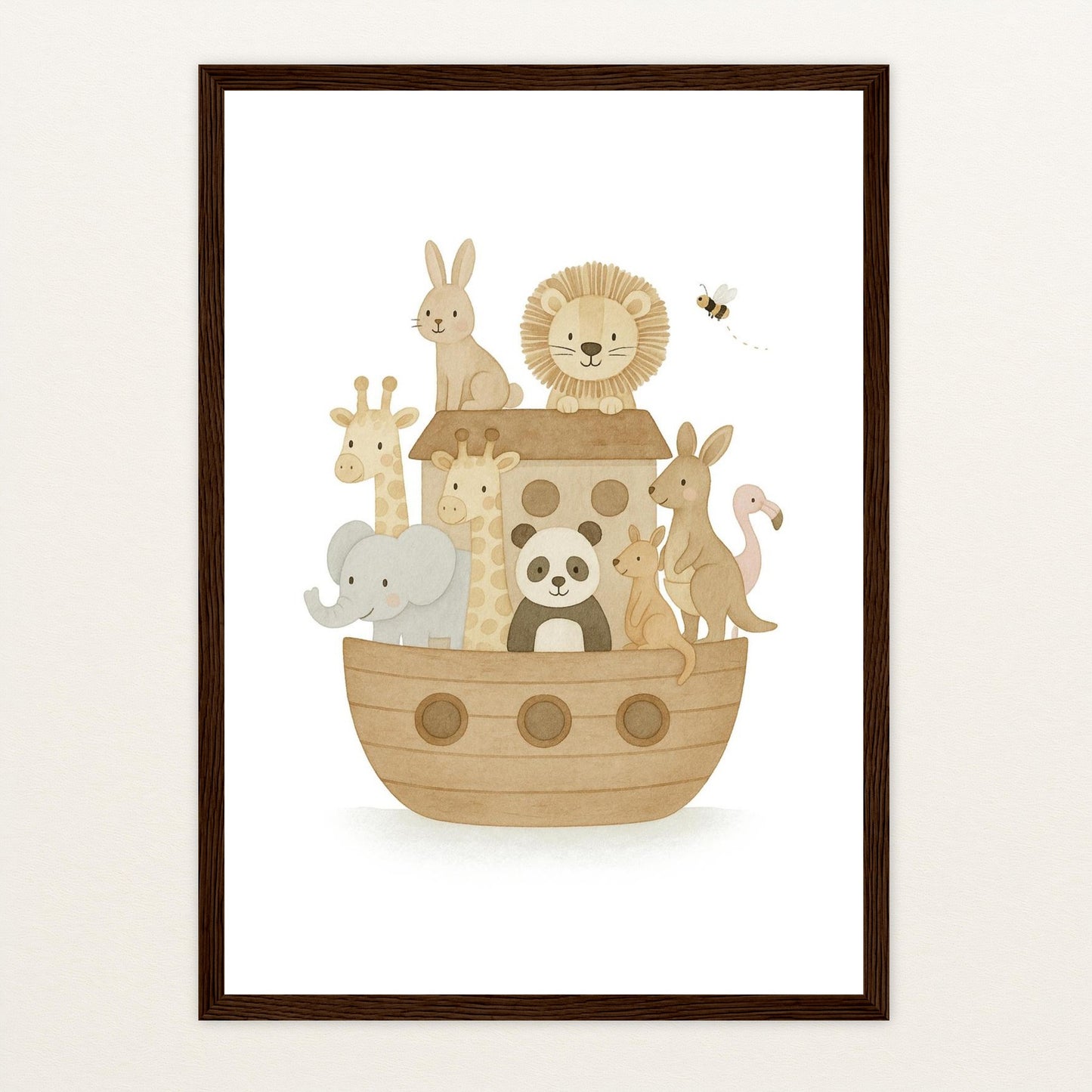 Tierfreunde - Motiv: "Arche Noah" Poster mit Holzrahmen von tinylearner