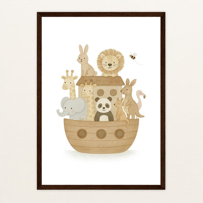 Tierfreunde - Motiv: "Arche Noah" Poster mit Holzrahmen von tinylearner