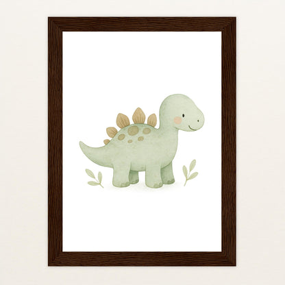 Dinosaurier Stegosaurus Poster mit Holzrahmen von tinylearner