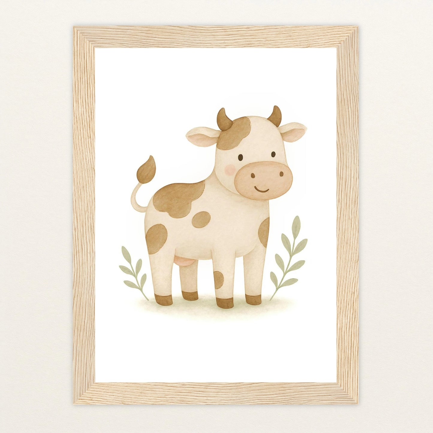 Klara die Kuh Poster mit Holzrahmen von tinylearner