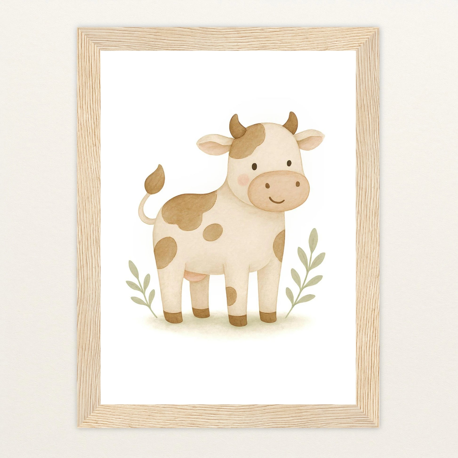 Klara die Kuh Poster mit Holzrahmen von tinylearner