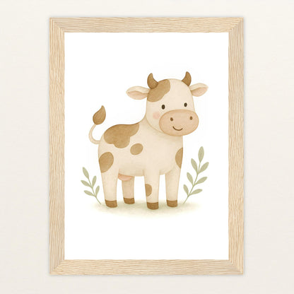 Klara die Kuh Poster mit Holzrahmen von tinylearner
