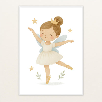 Fina die Fee - Motiv: "Ballett" Poster mit Holzrahmen von tinylearner