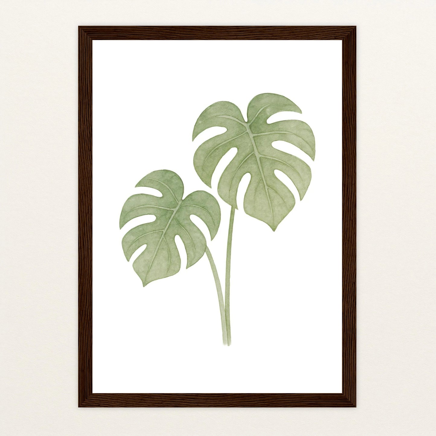 Monstera-Blätter Poster mit Holzrahmen von tinylearner