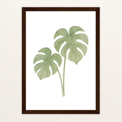 Monstera-Blätter Poster mit Holzrahmen von tinylearner