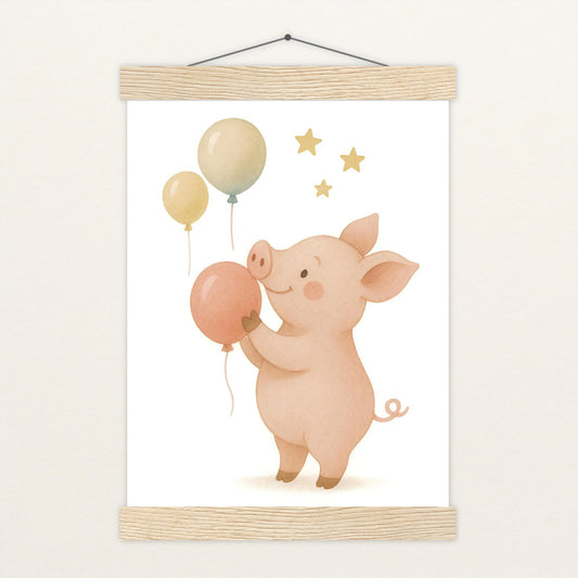Susi das Schwein - Motiv: "Ballons" Poster mit Leisten von tinylearner