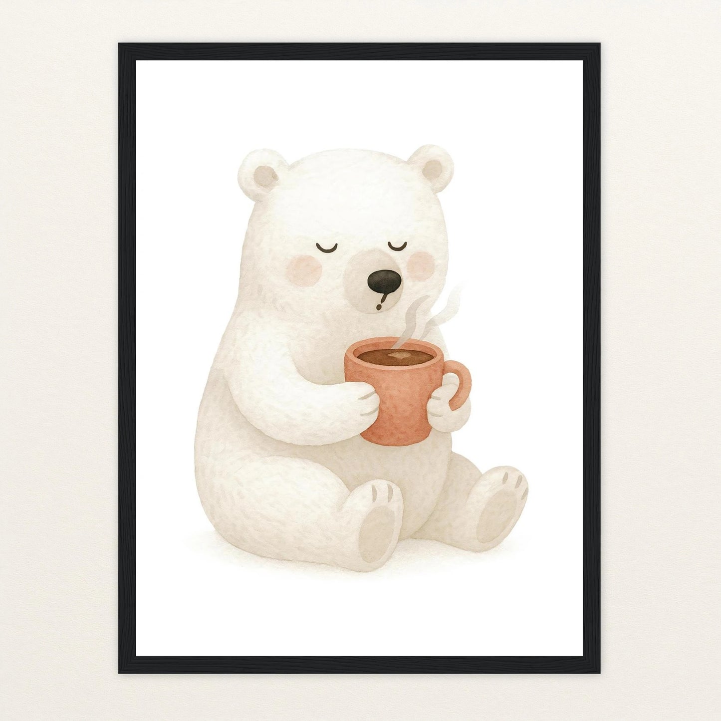 Pummel der Polarbär - Motiv: "Kakao" Poster mit Holzrahmen von tinylearner